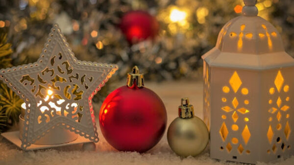 Wallpaper Background, Lantern, Decoration, Bokeh, Christmas, Balls, Red, Blur, Star