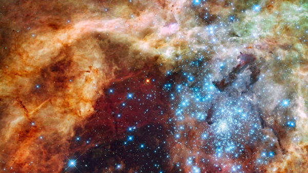 Wallpaper Yellow, Clouds, Red, Stars, Blue, Light, Space, Sky