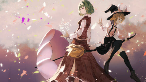 Wallpaper Anime, Girl, Kazami, Marisa, Kirisame, Yuuka, Touhou