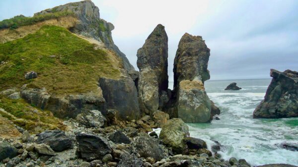 Wallpaper Mobile, Sky, Background, Mountain, Blue, Nature, Greenery, Ocean, Rocks, Stones, Waves, Desktop