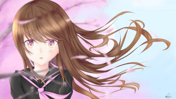 Wallpaper Anime, Pink, Girl, Black, Hair, Background, Light