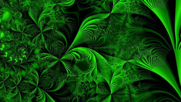 Wallpaper Dark, Green, Glare, Fractal, Shapes