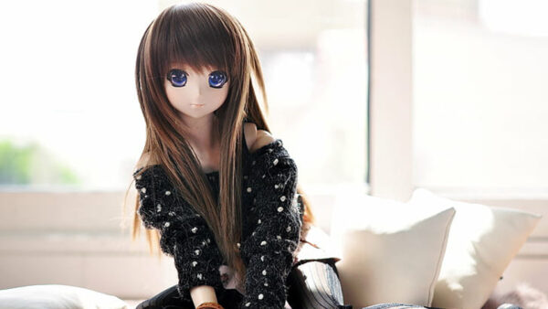 Wallpaper Eyes, Blur, Black, Doll, Wearing, Background, Dress, Blue