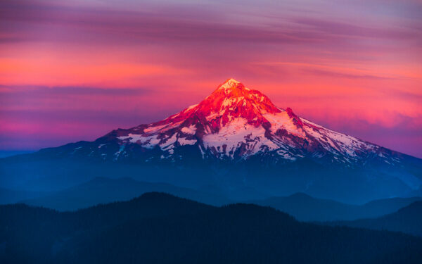 Wallpaper Larch, Sunset, Mountain