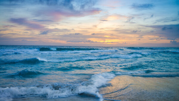 Wallpaper Desktop, Nature, Ocean, Sunset, During, Mobile, Waves