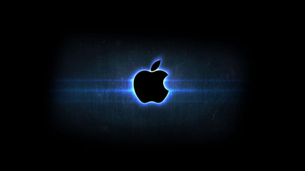 Wallpaper Blue, Apple, Black, Logo, Background, MacBook, With, Light