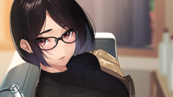 Wallpaper Short, Glasses, With, Girl, Anime, Hair
