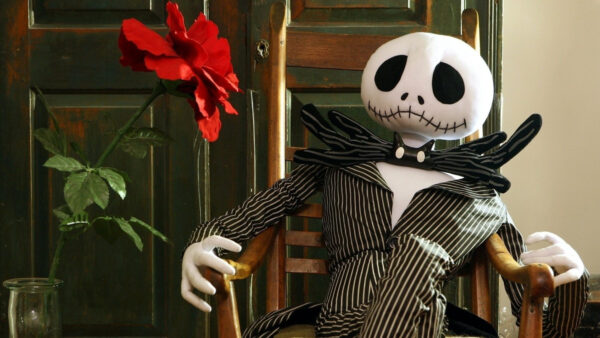 Wallpaper Plush, Red, Movies, Near, Before, Nightmare, Skellington, Toy, Desktop, Christmas, Jack, With, Leaves, The, Rose