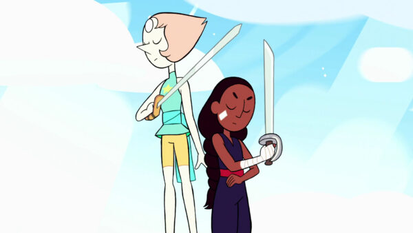 Wallpaper Steven, With, Connie, Maheswaran, Movies, Desktop, Sword, Blue, Are, Clouds, Background, Pearl, Universe, Standing, Hand, Right, And, Sky