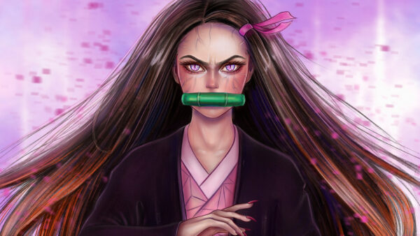 Wallpaper Demon, Slayer, Kimetsu, Yaiba, Girl, Pink, Eyes