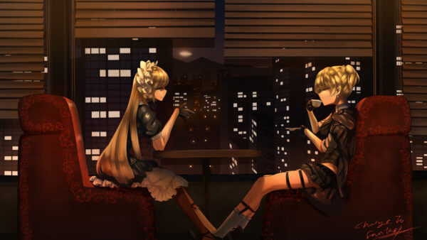 Wallpaper Frontline, PPK, Games, Welrod, Drinking, Desktop, Cup, Sitting, Girls, Drinks