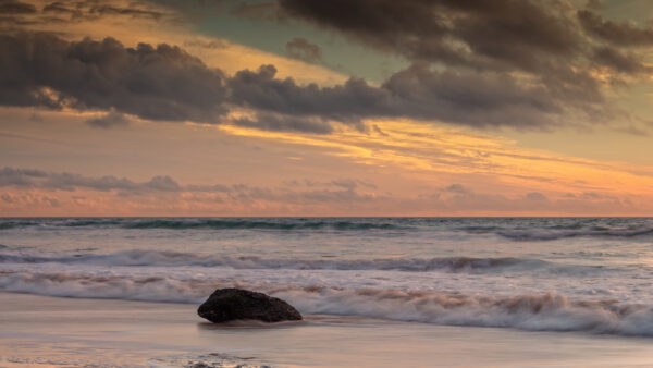 Wallpaper Waves, Stone, Desktop, Black, Clouds, Beautiful, Blue, Mobile, Sand, Under, Beach, Ocean, Sky