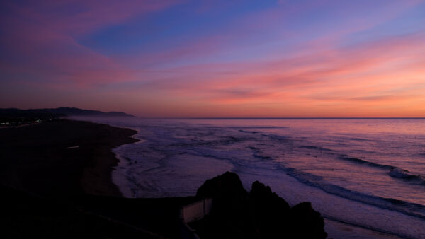 Wallpaper Under, Mobile, Sea, Waves, Coast, Ocean, Rocks, Desktop, Dark, Blue, Background, Sky