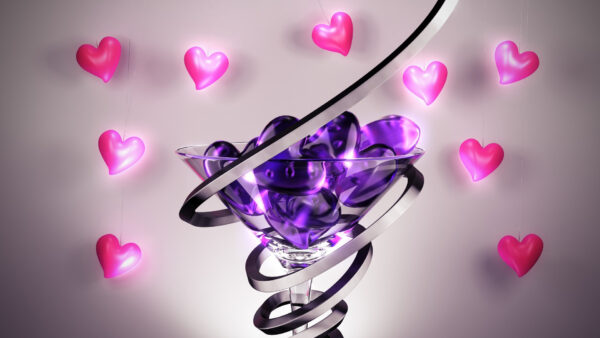Wallpaper Shapes, Love, Heart, Inside, Background, Pink, Glass, Purple, Hearts