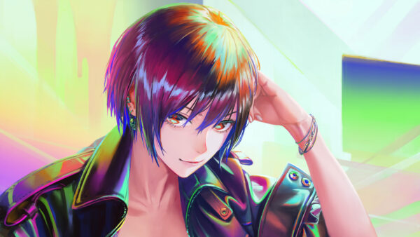 Wallpaper Hair, Anime, Jacket, Girl, Short, With, Black