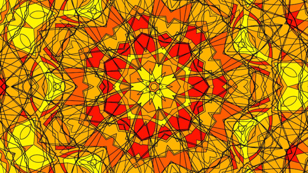 Wallpaper Abstract, Kaleidoscope, Red, Yellow, Fractal, Abstraction, Brown