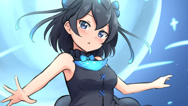 Wallpaper Dress, Eyes, Short, Black, Girl, Anime, Wearing, Blue, Hair