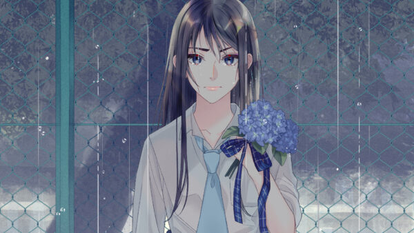 Wallpaper With, School, Uniform, Flowers, Anime, Blue, Girl