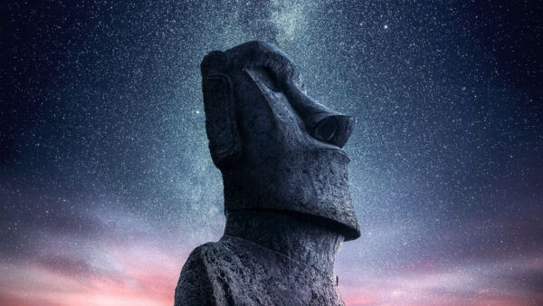 Wallpaper Wallpaper, Idol, Statue, Sky, Starry, Moai, Island, Easter