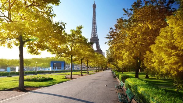 Wallpaper View, Roadside, Desktop, Background, Mobile, Tower, With, From, The, Eiffel, Sky, Paris, Blue, Travel