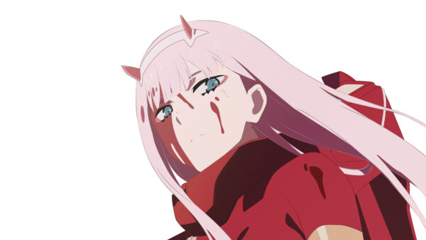 Wallpaper The, Dress, Background, With, FranXX, White, Anime, Hair, Zero, Pink, Two, Darling, Red