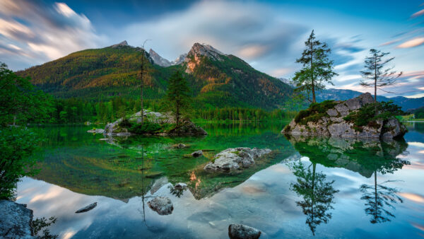 Wallpaper Reflection, Nature, River, Desktop, Mountain, Background, Green, Greenery, With, Trees, Lake