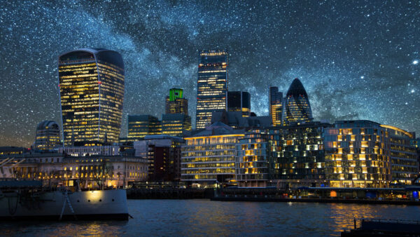 Wallpaper Travel, Starry, England, London, Buildings, Near, Lightning, With, Desktop, River, Sky