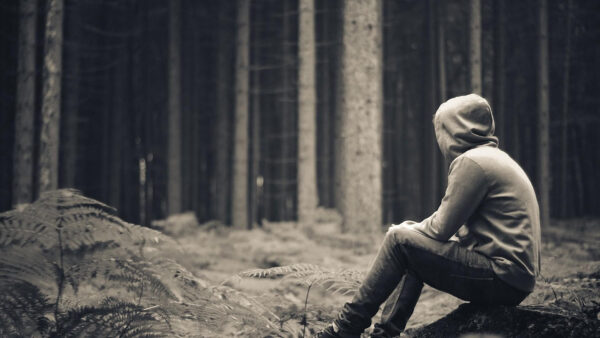 Wallpaper Sitting, Man, Sand, Alone, Ground, Forest
