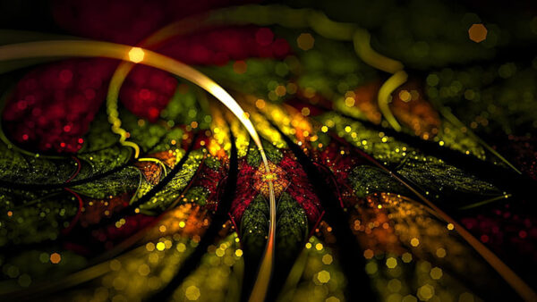 Wallpaper Fractal, Digital, Lights, Red, Abstract, Green, Art, Yellow, Bokeh