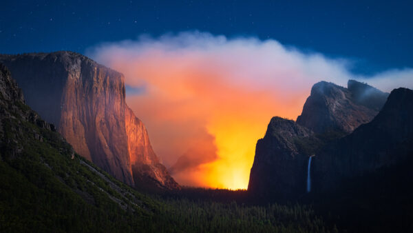 Wallpaper Smoke, Background, Fire, Trees, Slope, Mountains, Nature, Rock, Green