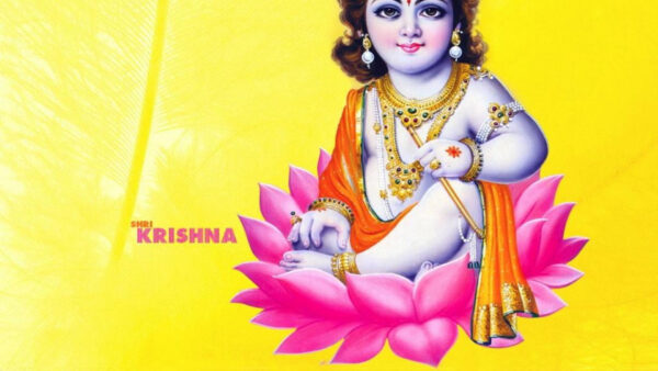 Wallpaper Krishna, Shri, Background, Yellow