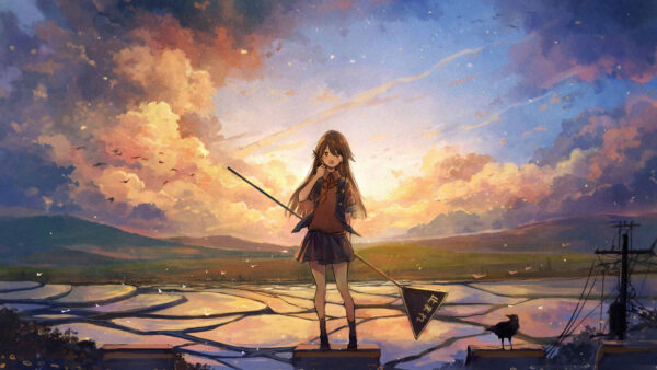 Wallpaper Girl, Anime, Sky, Background, Blue