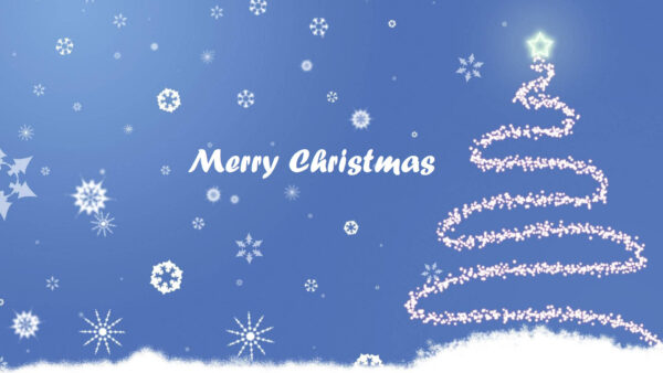 Wallpaper Snowflakes, Blue, Background, Tree, Merry, Christmas