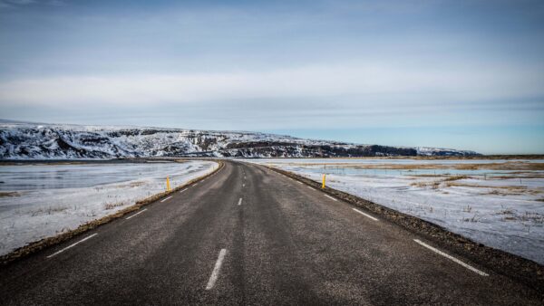 Wallpaper Road, Sky, Under, Land, Covered, Snow, Nature, Blue, Rocks