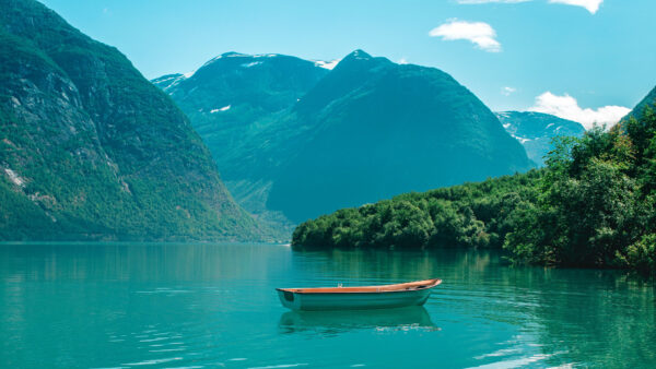 Wallpaper 4k, Mountains, Lake, Boat, Water