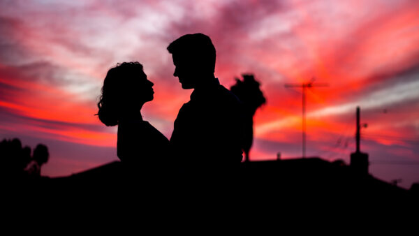 Wallpaper Couple, Evening, Silhouette