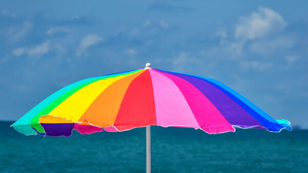 Wallpaper Rainbow, Beach, Umbrella