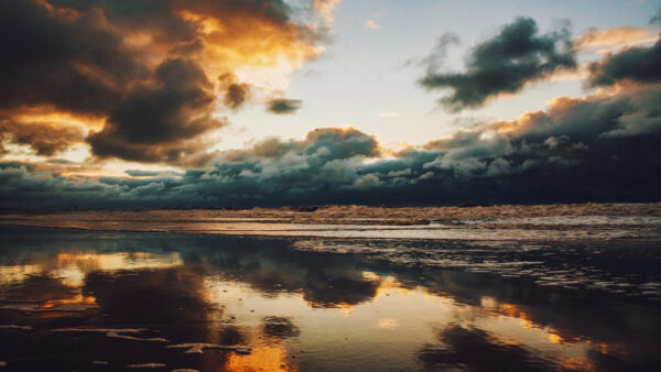 Wallpaper Mobile, Clouds, Sunset, Sea, Sky, Nature, Horizon, Desktop