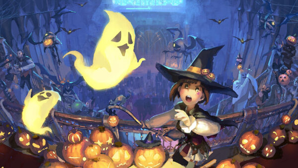 Wallpaper Witch, Fantasy, Final, Girl, Desktop, XIV, Ghost, Halloween, Games, Pumpkin