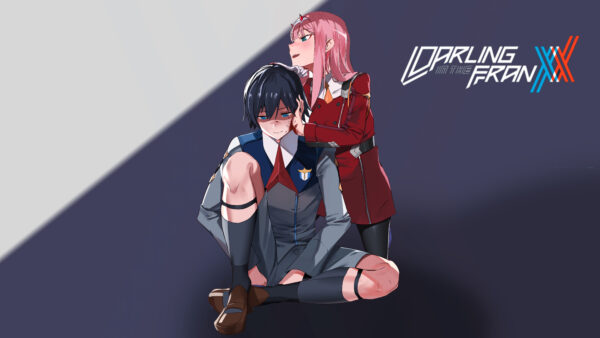 Wallpaper Anime, Desktop, Red, Hiro, Darling, White, Blud, Two, Background, Gray, FranXX, Dressed, Zero