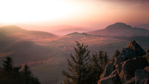 Wallpaper Aerial, During, Mountains, View, Rocks, Mobile, Desktop, Nature, Sunset