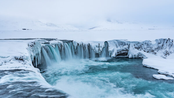 Wallpaper Waterfalls, Snow, Covered, Desktop, Frozen, Nature, View, River, Landscape, Mobile, Mountains