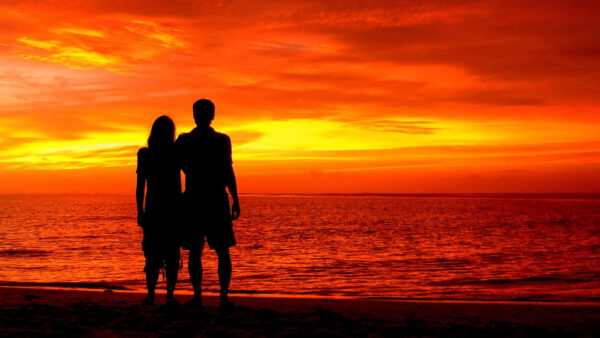 Wallpaper Silhouette, Background, Couple