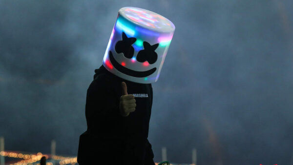 Wallpaper With, Marshmello, Helmet, Dress, Lights, Colorful, Black, Wearing