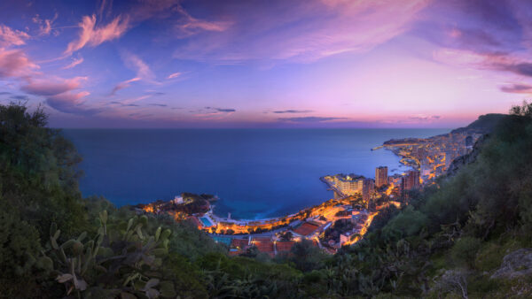 Wallpaper Sunset, Cityscape, Winter, Monaco