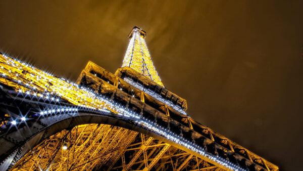 Wallpaper Tower, Desktop, View, Travel, Lighting, Eiffel, Closeup, Paris, Yellow