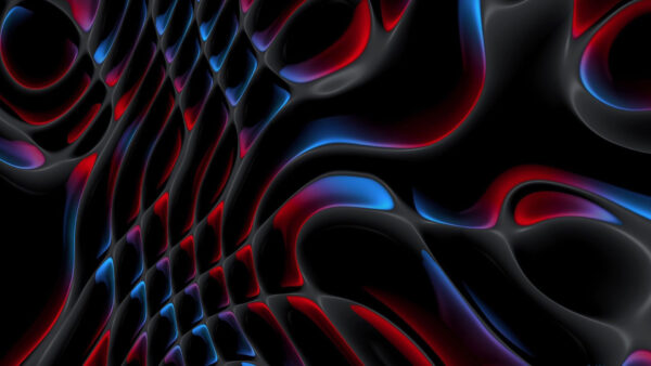 Wallpaper Black, Shapes, Art, Red, Blue, Abstract