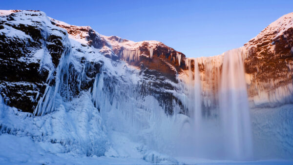 Wallpaper Rocks, Snow, Waterfall, Desktop, Covered, Nature