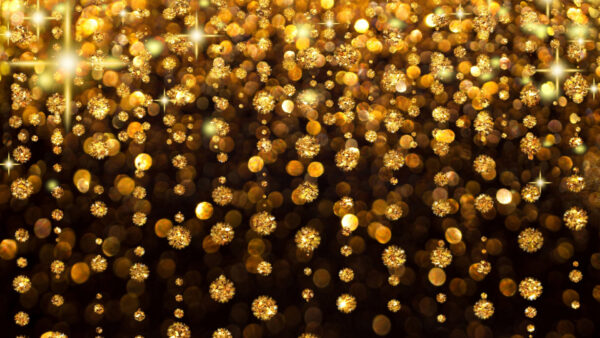 Wallpaper Glitters, Bokeh, Lights, Gold