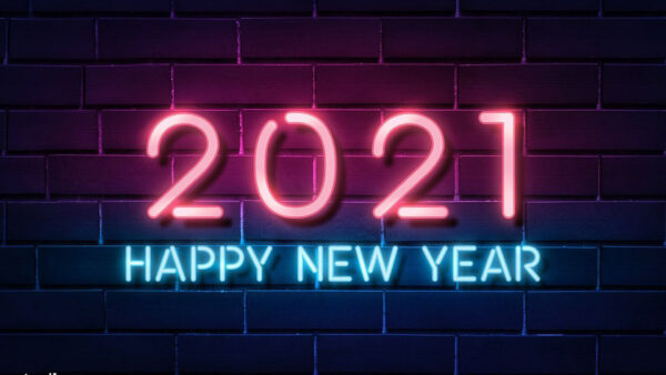 Wallpaper Words, 2021, Blue, And, Red, Year, Happy, New, Desktop, Lights